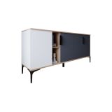 Buffet en Melamina Gris Oscuro y Blanco, Diseño Moderno