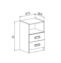 Mesita de noche - Dormitorio o Mesa Auxiliar Salón, Blanco y Natural Veteado, 47.5 x 73 x 39.6 Cm
